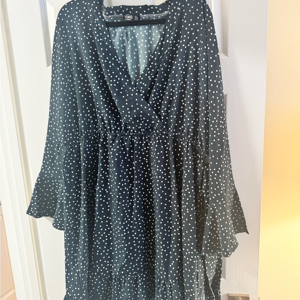 YOINS Navy Polka Dot Dress